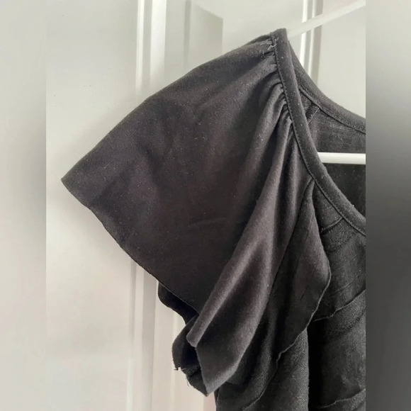 AB Studio Black Flutter Sleeve Ruffle Front Top - Picture 3 of 5